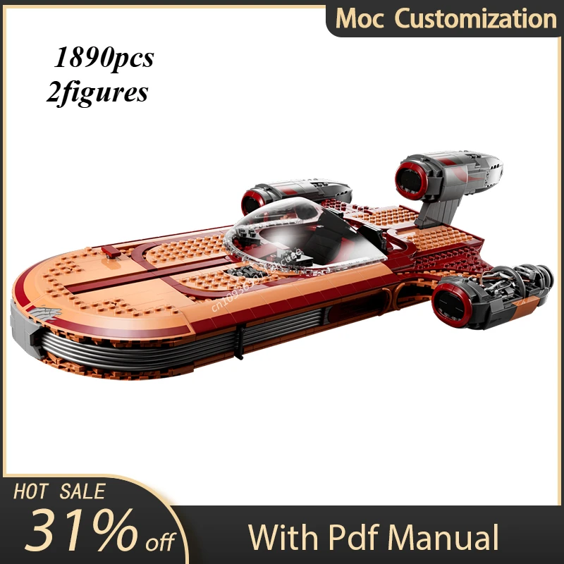 Moc-75341 Space Movie Luke's Landspeeder Building Block Classic Spaceship Model Bricks Assembly Toys for Kids Birthday Gifts