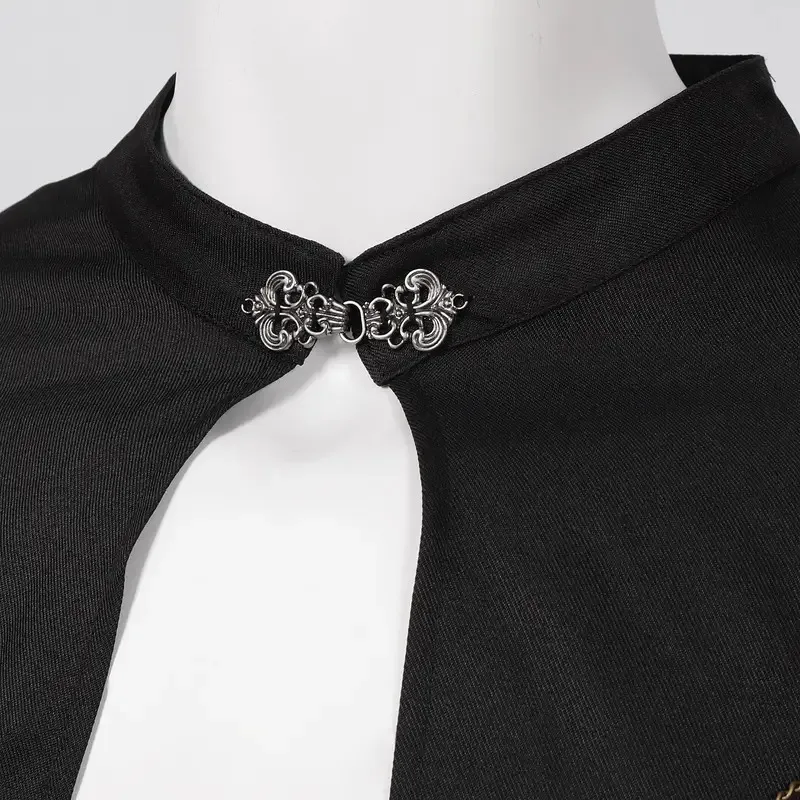 عباءة Sky06 ملكية أوروبية من العصور الوسطى مع وسادات كتف، ستارة خرز كلاسيكية للرجال والنساء، عباءة بغطاء للرأس بسلسلة تروس Perfo66lU&