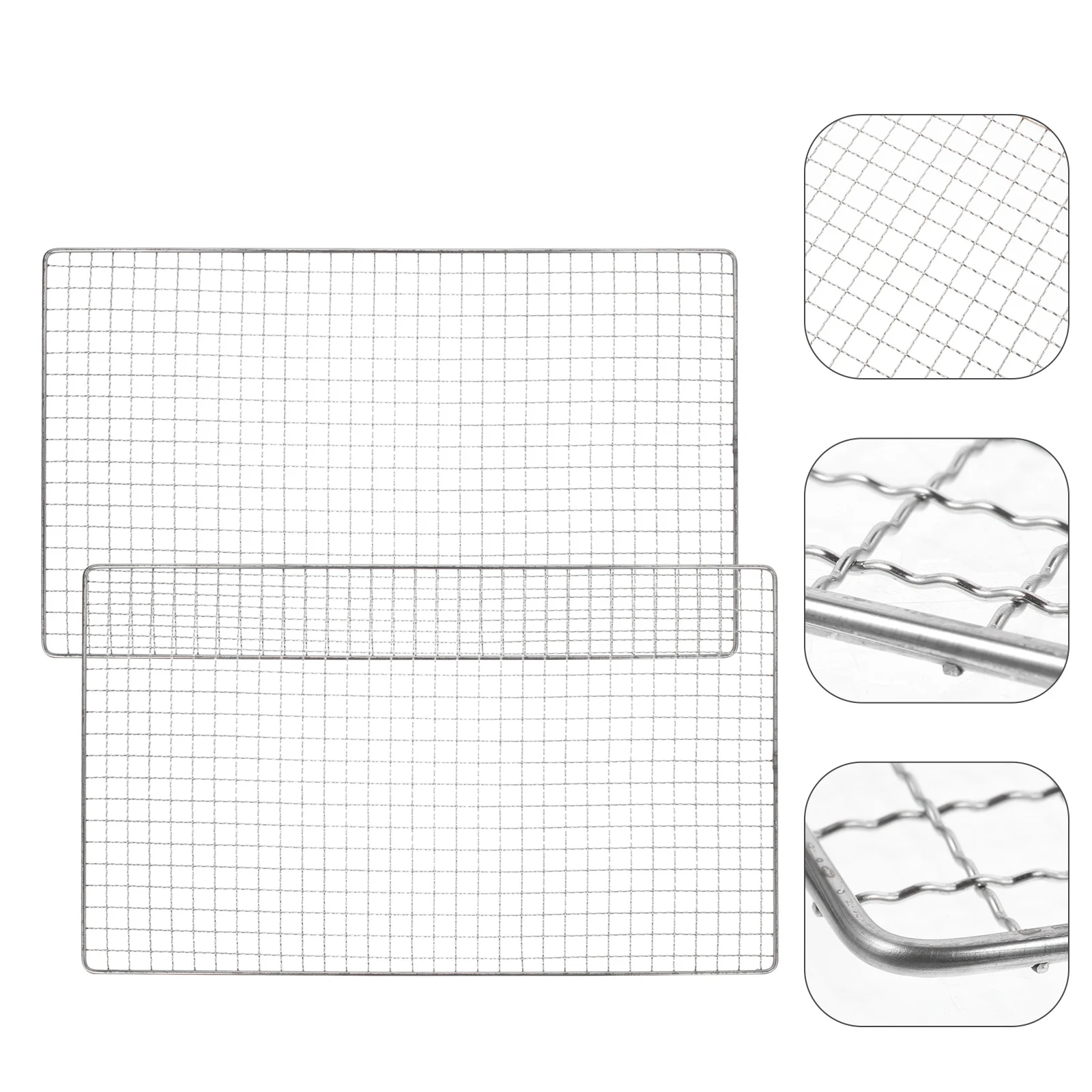 

2Pcs Stainless Steel Grill Mesh Portable Grilling Net for Meat Vegetables Fish Even Heating Home Barbecue Accessories