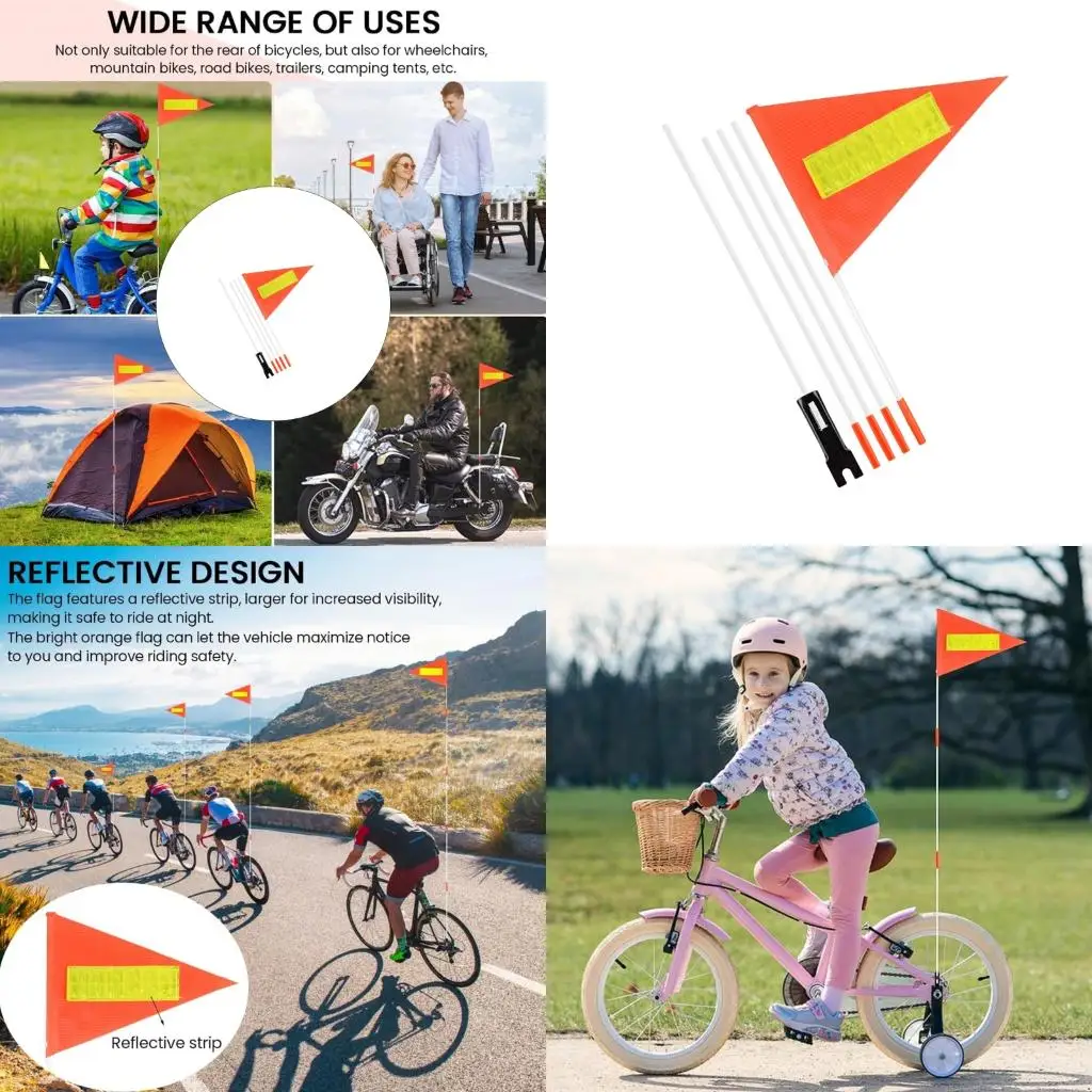 Reflective Bicycles Safety Flag 6 ft Adjustable FlagPole Heavy Duty Mounting Kits high quality