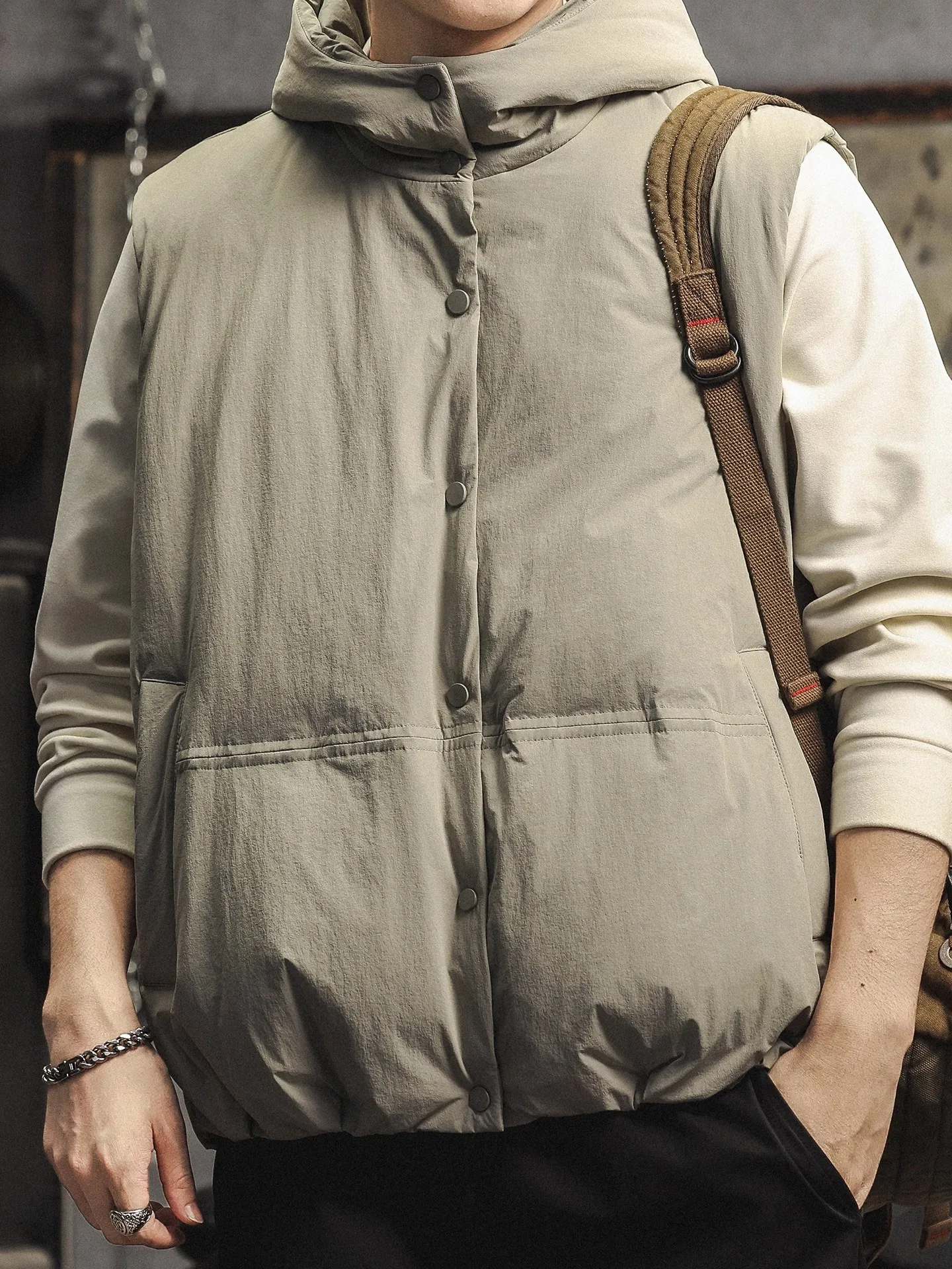 

High-End Warm Thiened Hooded Men's Jaet down Cotton Coat Casual Loose American Sle Youth Faion Winter Outerwear