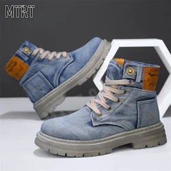 Motorcycle Riding Shoes Casual Commuter Boots Protective Fall Resistant Wear Boots Four Seasons Riding Shoes Denim Casual Shoes