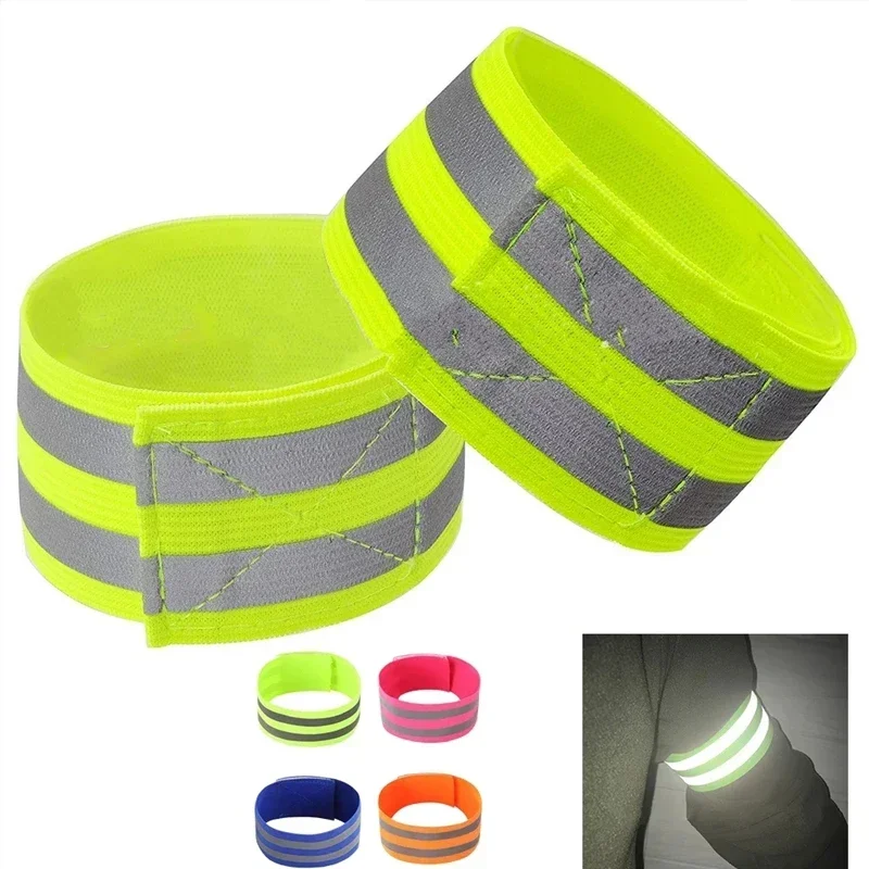 2PCS Night Cycling Reflective Band Arm Belt Outdoor Running Safety Reflector Tape Strap Elastic Armband Wristband Ankle Strap