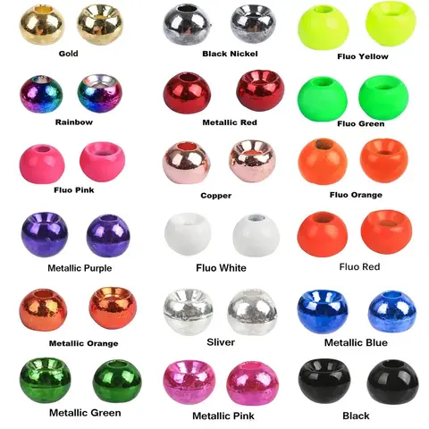 MAXIMUMCATCH Pro Tungsten Bead Assortment – 25Pcs 2.0-4.6mm Round Nymph Heads in 19 Colors High-Density Fly Tying Beads