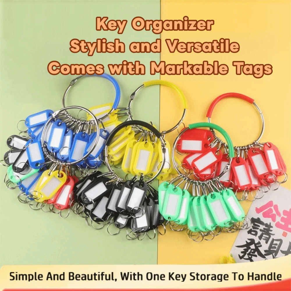 With 20pcs Number Plates Key Storage Ring Plastic Metal Split Rings Key Tags Keys Classification Transparent Window