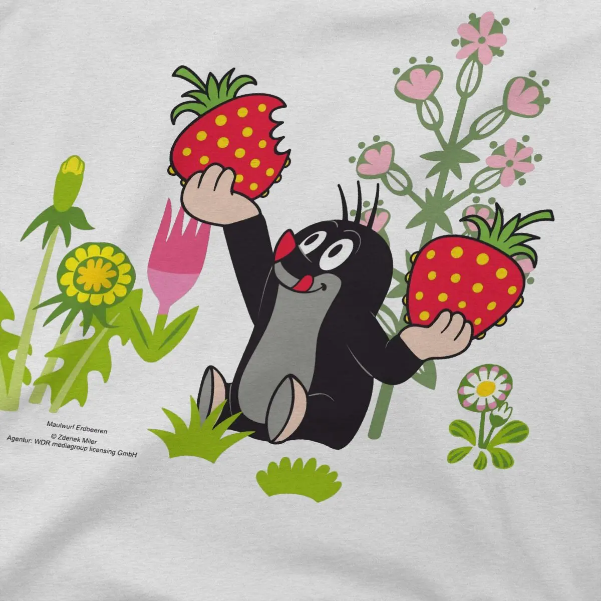 Krtek The Mole Maulwurf Erdbeeren Tshirt Graphic Men Tops Vintage Grunge Summer Short Sleeve Harajuku T Shirt