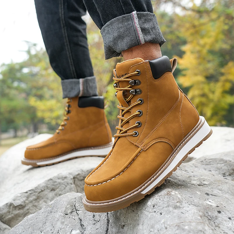 Security Men\'s Fashion Classic Safety Boots Anti Smashing and Anti Piercing Steel Toe Safety Shoes Men Work Waterproof Boots