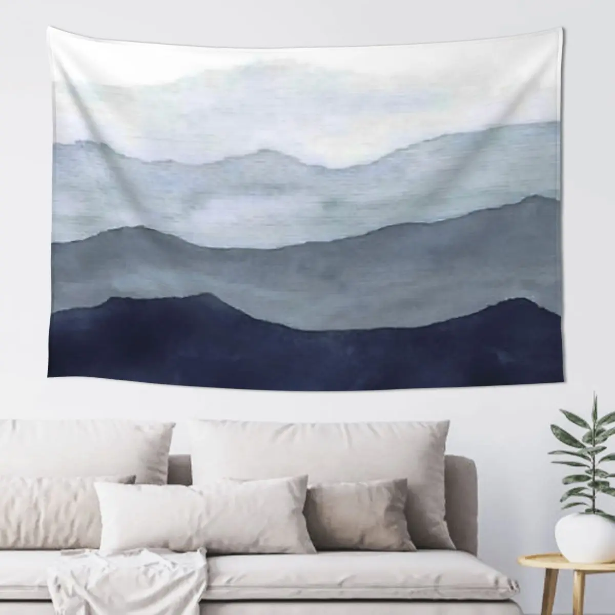 

Indigo Abstract Watercolor Mountains Tapestry Wallpapers Home Decor Anime Decor Tapestry