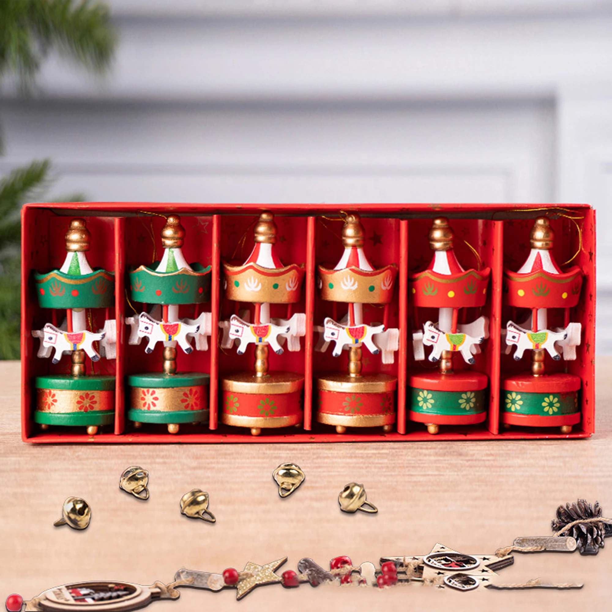 Ornement de noël rustique en bois de renne, pour suspendre sur une fenêtre d'arbre, une mur de porche ou une cheminée