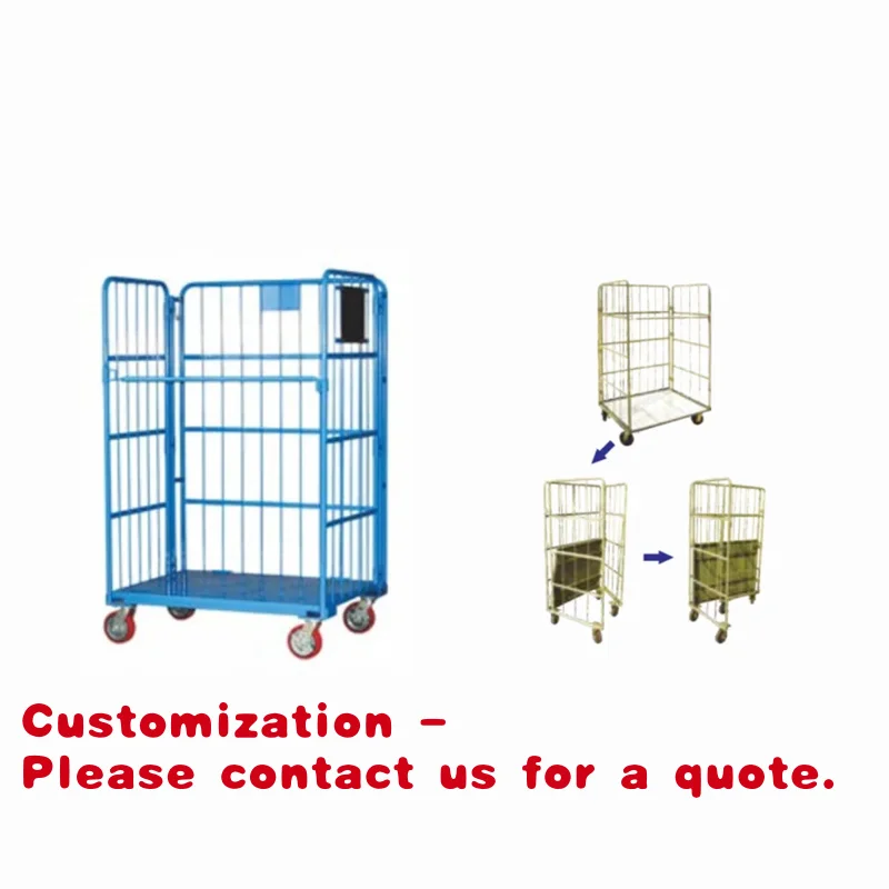 

Customize.Kainan Heavy-Duty Large Capacity Galvanized Steel Trolley Durable Corrosion-Resistant Foldable Stackable Cargo Roll Co
