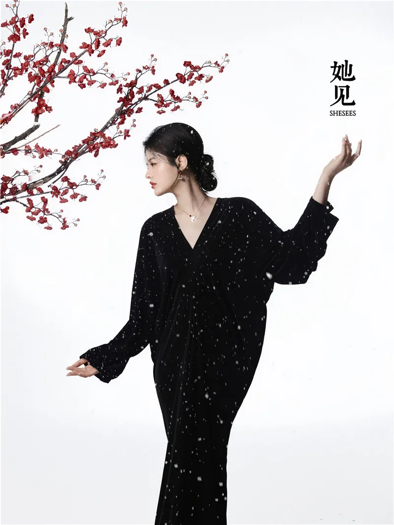 

Вельветовый костюм для фотосессий в холодных тонах, новогодняя тематика, ретро-китайский стиль, для студийной съемки