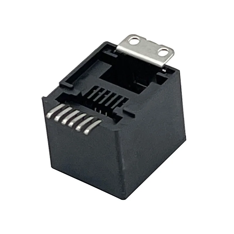 15 Uds conector RJ12 puerto telefónico SMT 6P6C conector Modular PCB hembra negro 180 grados enchufe RJ25 totalmente de plástico