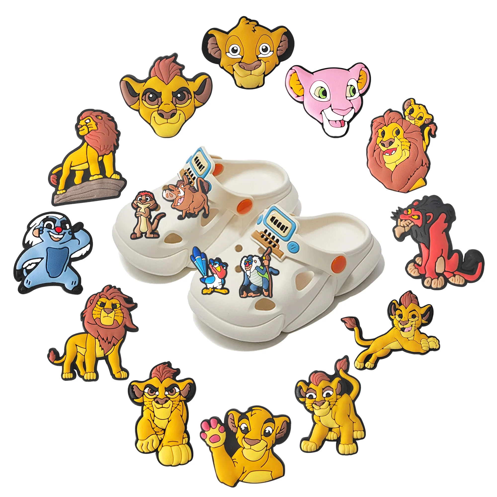 1-16 buah produk terbaru Disney The Lion King Simba PVC Shoe Charms Accessories sandal sepatu Buckle Fit gelang hadiah ulang tahun