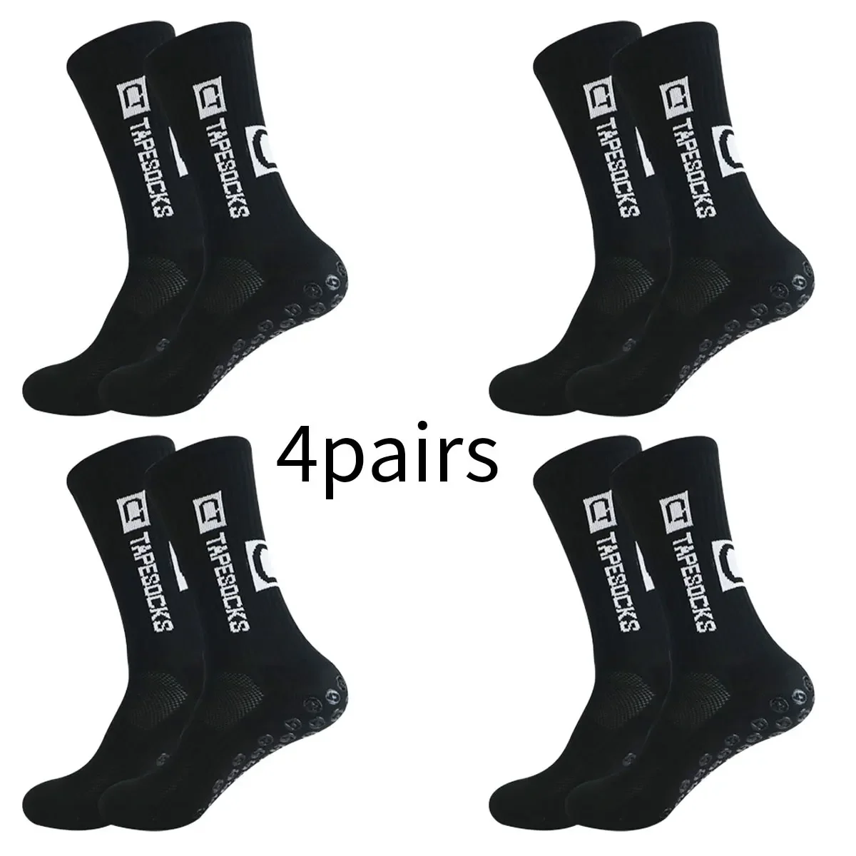 4 pairs of 2025 new anti slip tape design for soccer socks, mid calf anti slip soccer sports bike