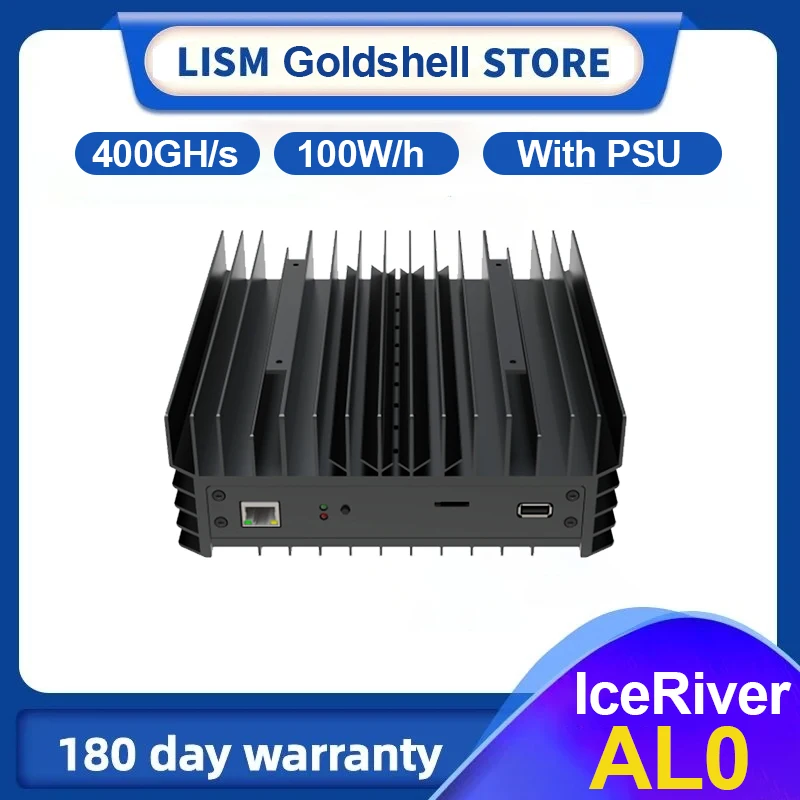 New IceRiver AL0 Miner ALPH Mining 400GH/s ±5% Hashrate 100W ±10% Power Alephium Asic Miner With PSU Shipping On August15th-30th