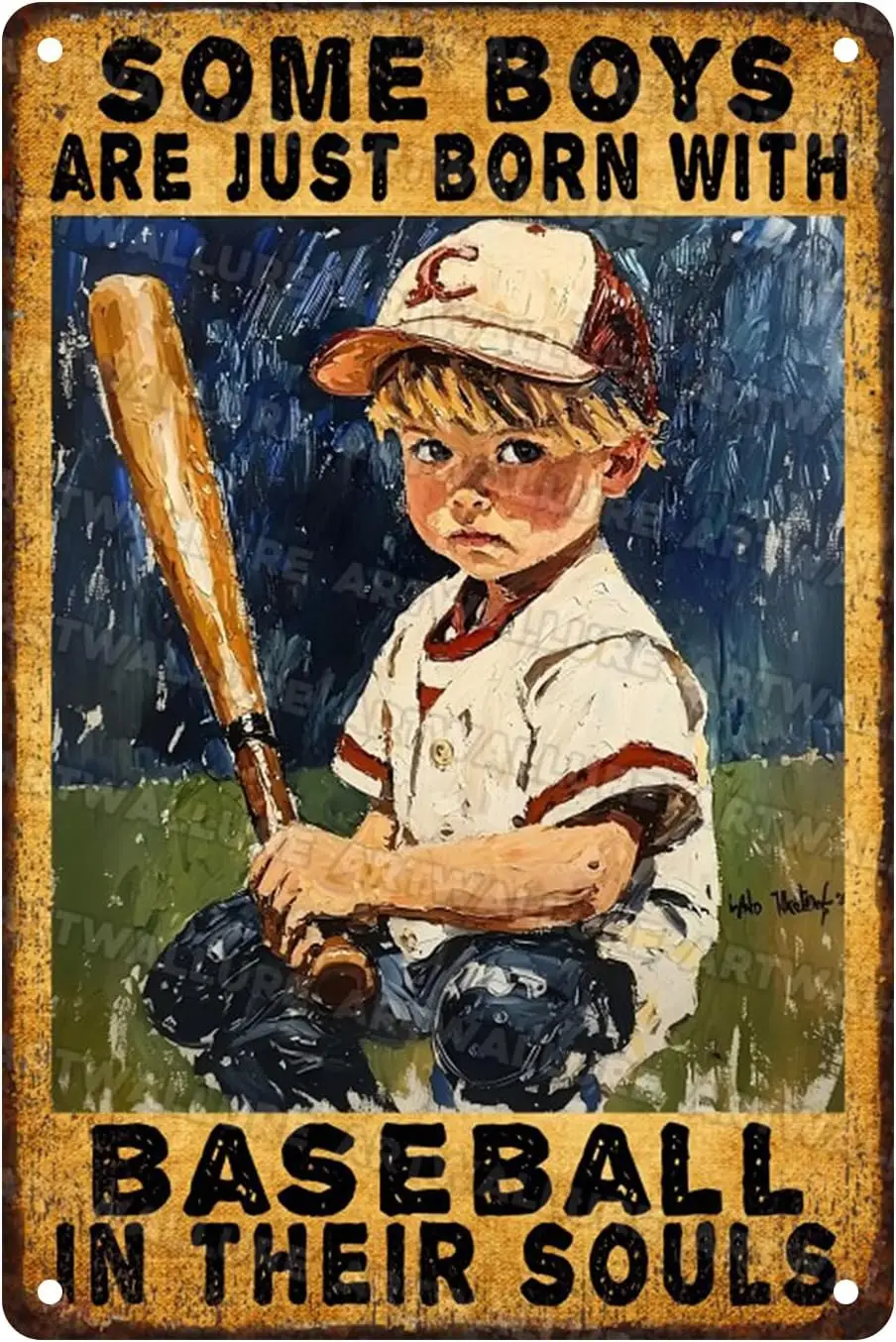 Baseball Vintage Metal Tin Sign Some Boys Are Born With In Their Souls Signs for Baseball Lovers Wall Decor Sign --Tin Sign