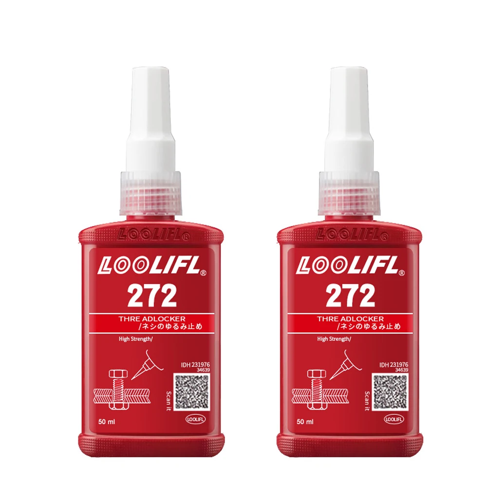 Loolifl 272 50ml Roter Hochfester Schraubensicherungskleber Hochtemperaturbeständiger Schraubenkleber Anti-Lose Gewindedichtmittel für Metallgewinde