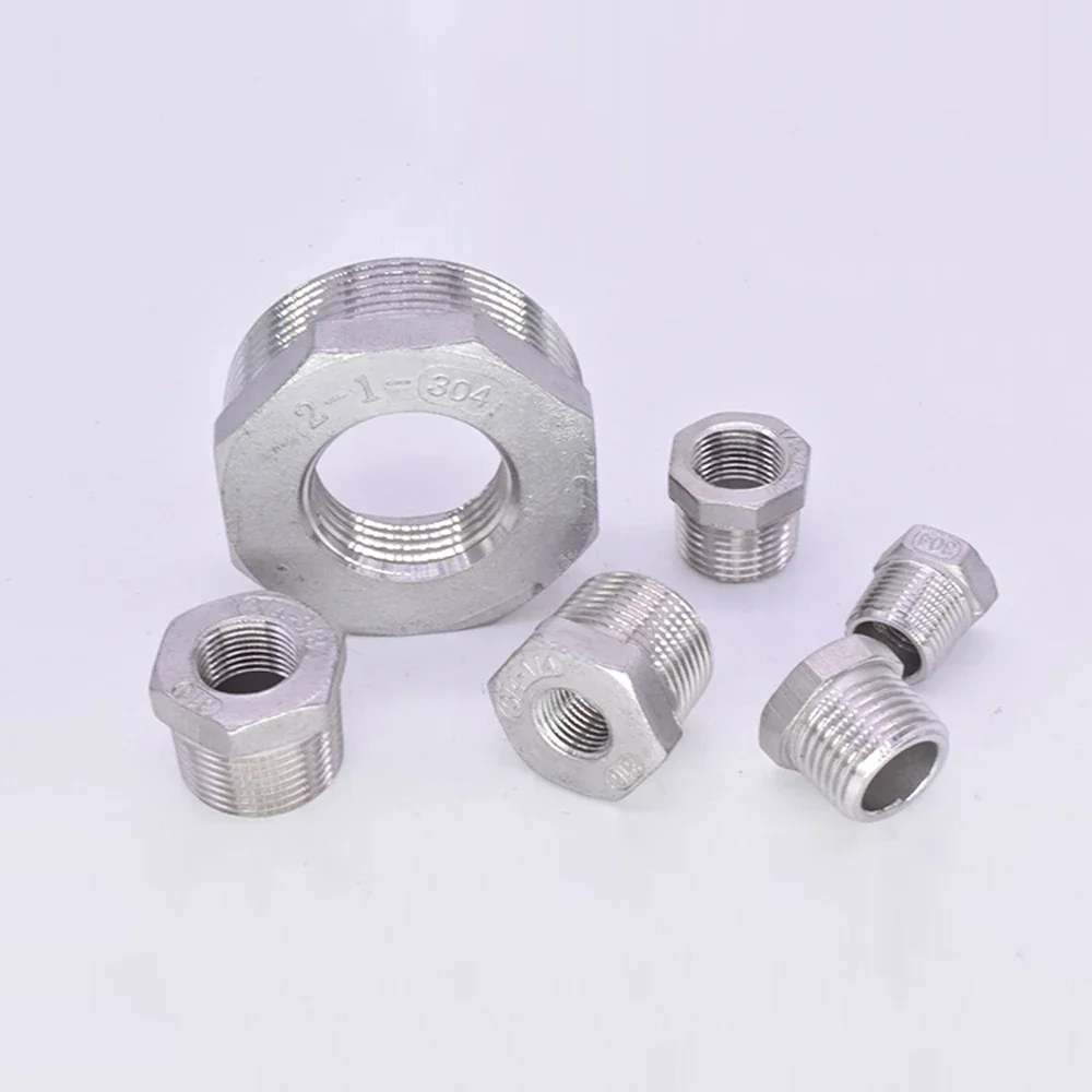 1/8 "1/4" 3/8 "1/2" 3/4 "1" -2 "NPT laki-laki perempuan Reudcer Bushing 304 baja nirkarat konektor Fitting air Adater