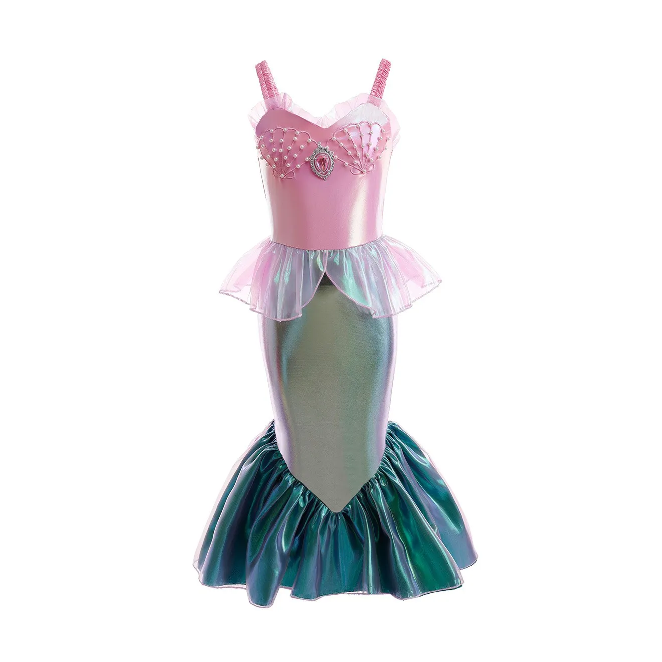 Little Mermaid Princess Cosplay Dress para crianças, Traje de Halloween para meninas, Roupas de festa para crianças