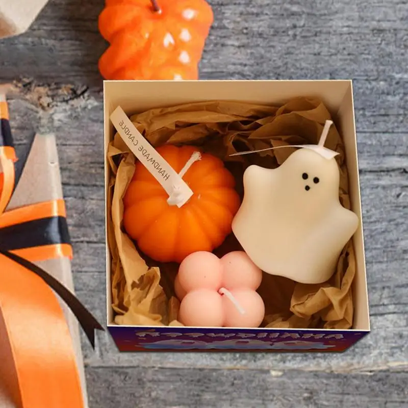 Halloween Pumpkin Candles Burning Candles Soy Wax Scented Novelty Votive Ghost Pumpkin Candle For Halloween Parties Decorations