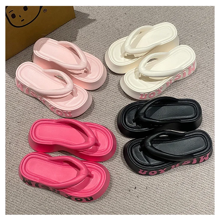 

2025 New Women Flip Flops Thick Sole High Heel Soft Comfortable Summer Sandals Anti Odor Beach Walking Fashion Shoes
