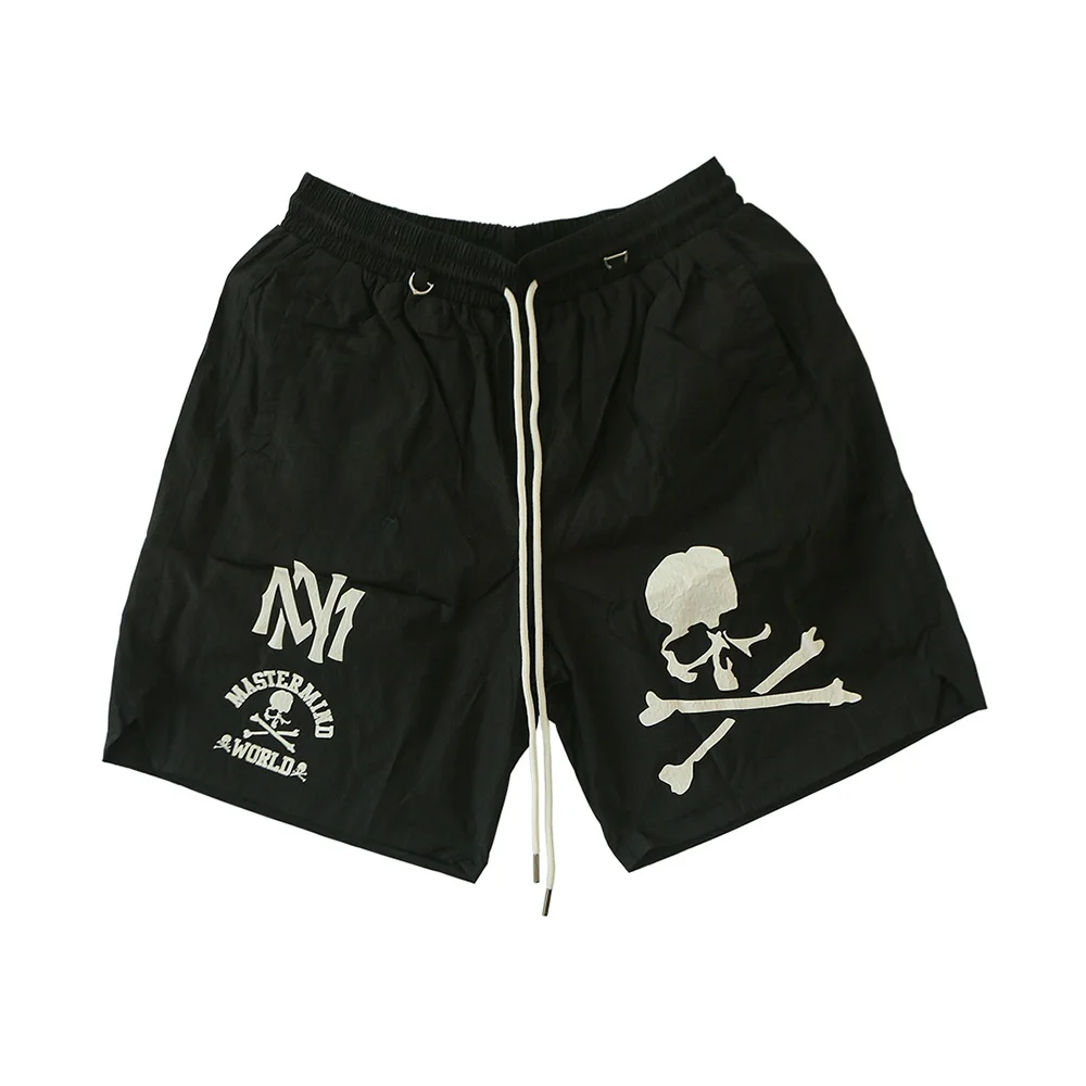 

k Skull Embroidery MMW Collaborative Casual Pants Loose Fit Five-Quarter Length Youthful Sle Spring Summer Wear