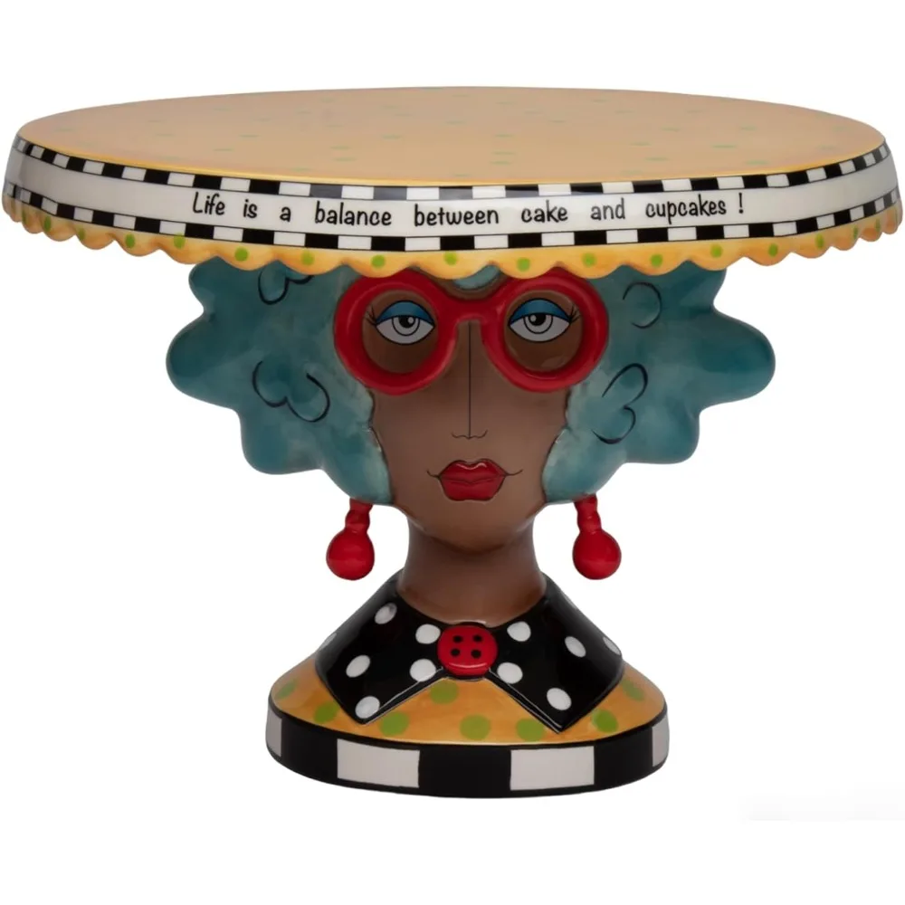 

62616 Fine Ceramic Dollymamas African American Black Fashion Lady Cake Stand, 11-1/8" D