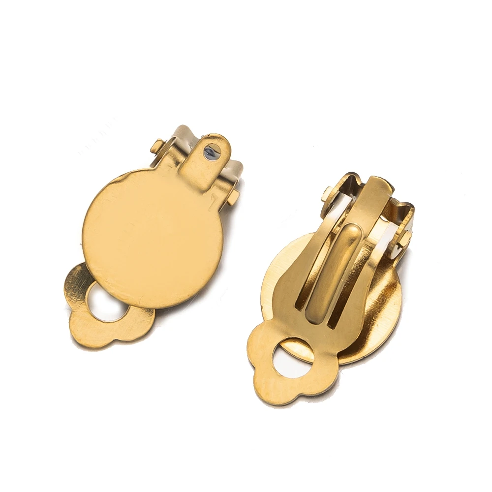 10 Pieces Stainless Steel Clip On Earring Cabochon Setting Converter Non-Pierced Components with Loop for DIY Ear Jewelry Making image 6