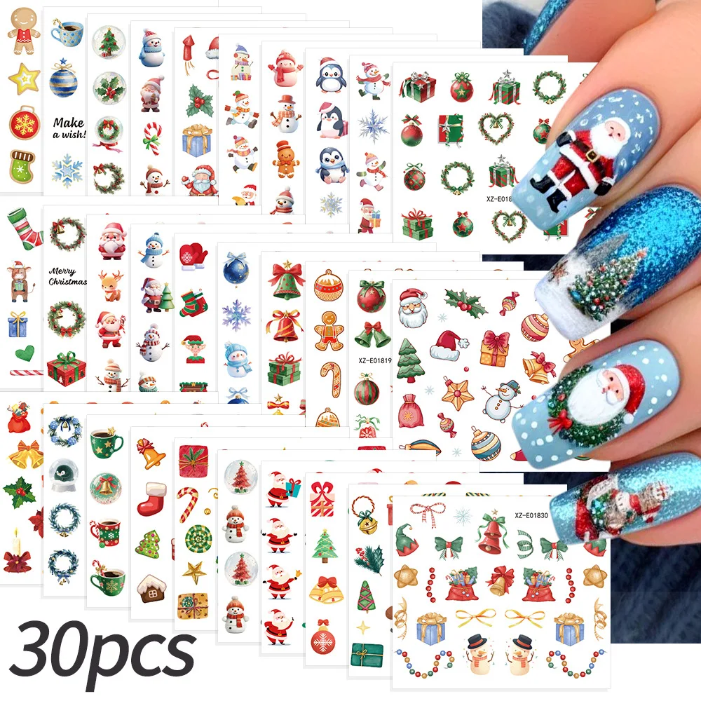 Nail Art Xmas Tree - 30 pièces/ensemble d'autocollants pour ongles de