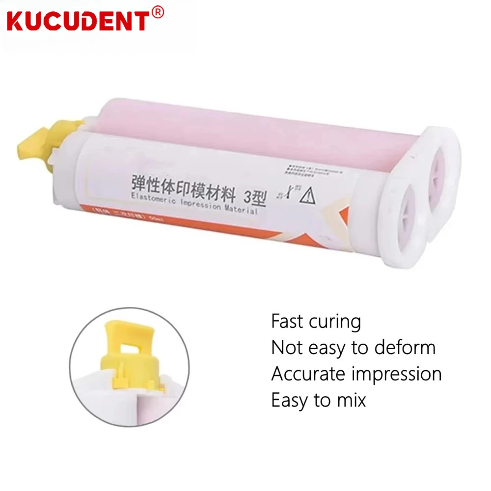 50mlx4 Dental Silicone Impression Kit Light Body Putty with Mixing Tips Gun for Artificial Gingival Bite Registration Dentistry