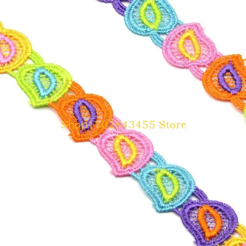 

49MC 15 ярдов красочная лента с кружевной отделкой в ​​виде сердца и листьев, вышитая своими руками в стиле пэчворк