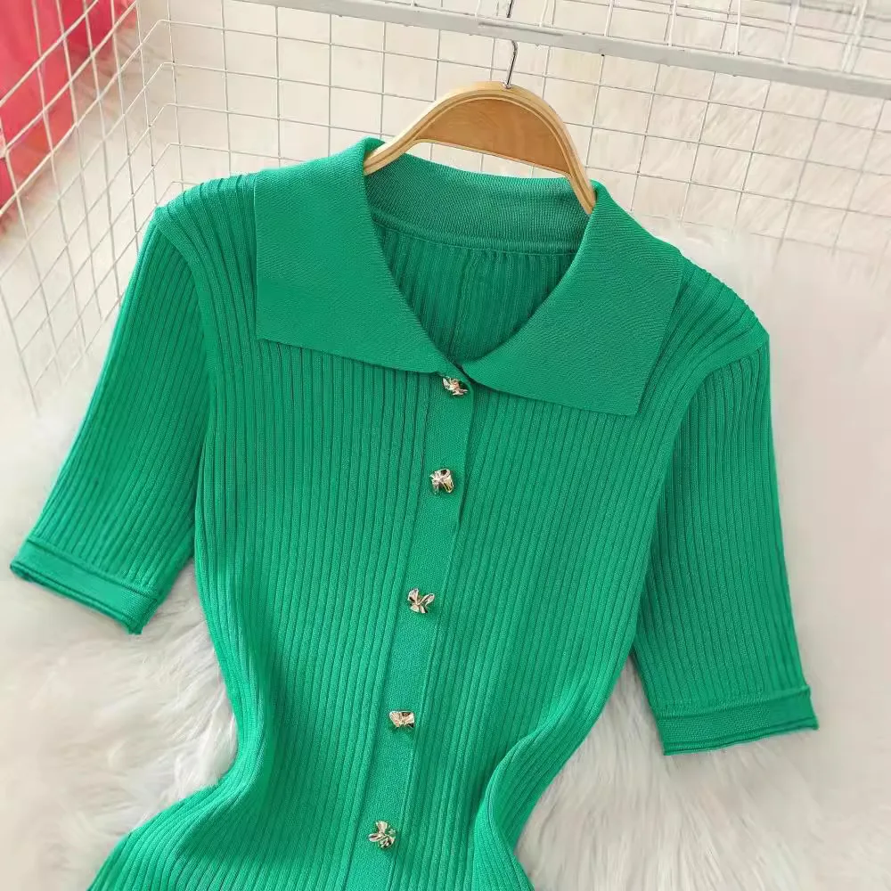 أزياء أنيقة المرقعة محبوك فستان طويل الربيع الصيف المرأة الفاخرة قميص سترة فستان سيدة حفلة فيستدو