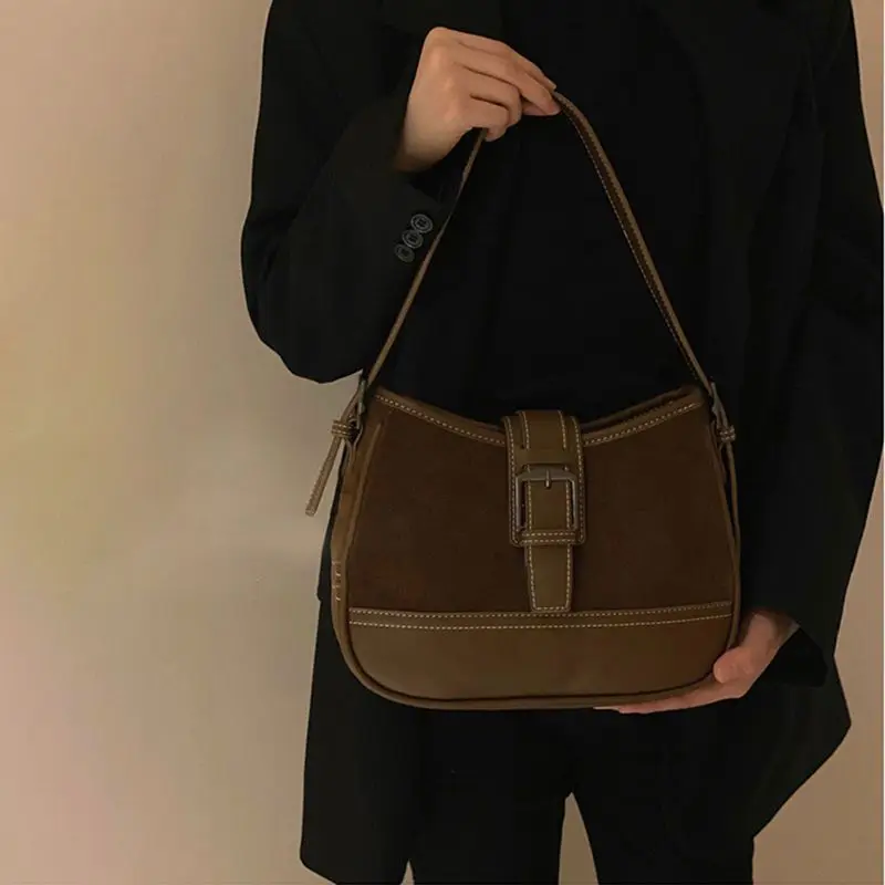 JIAERDI Vintage Brown Shoulder Bag Women New Autumn Patchwork Chic Leather Casual Crossbody Bags Female Retro Versatile Handbag