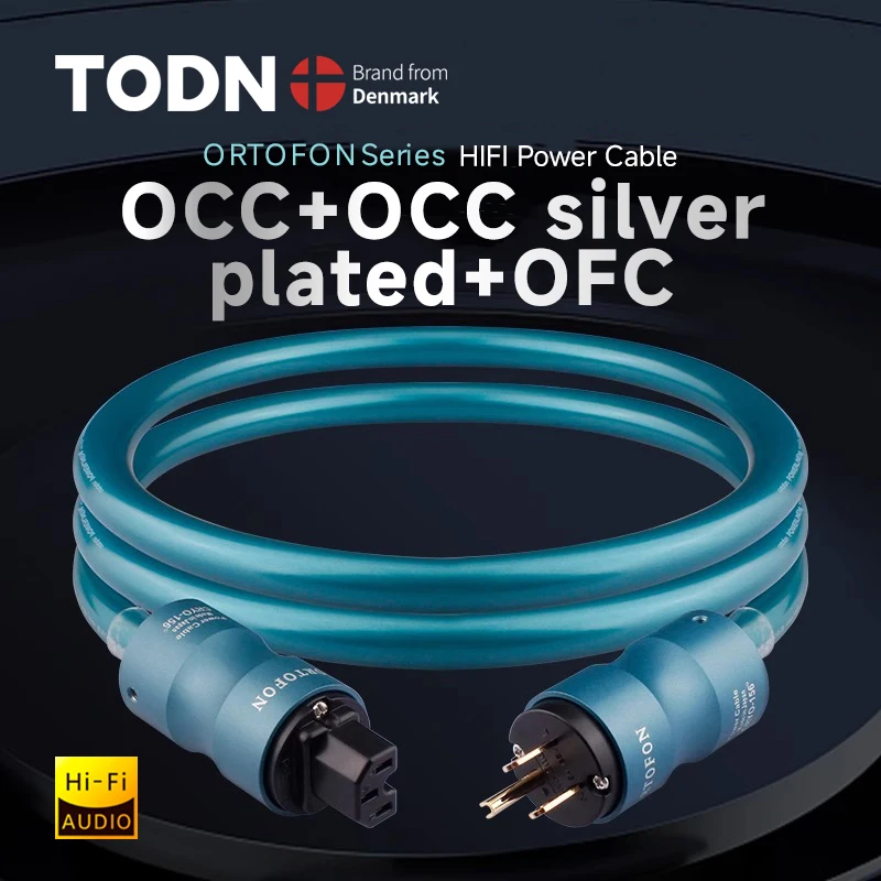 

TODN HIFI power cable OCC&OFC Silver Plated hifi high end audio cable gold plated plug US Vseries connection filter