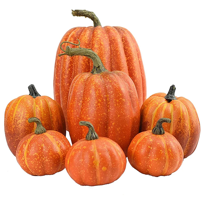 

7pcs Simulation Pumpkin Model Fake Vegetable Halloween Diy Craft Home Table Display Birthday Party Wedding Fall Harvest Decor