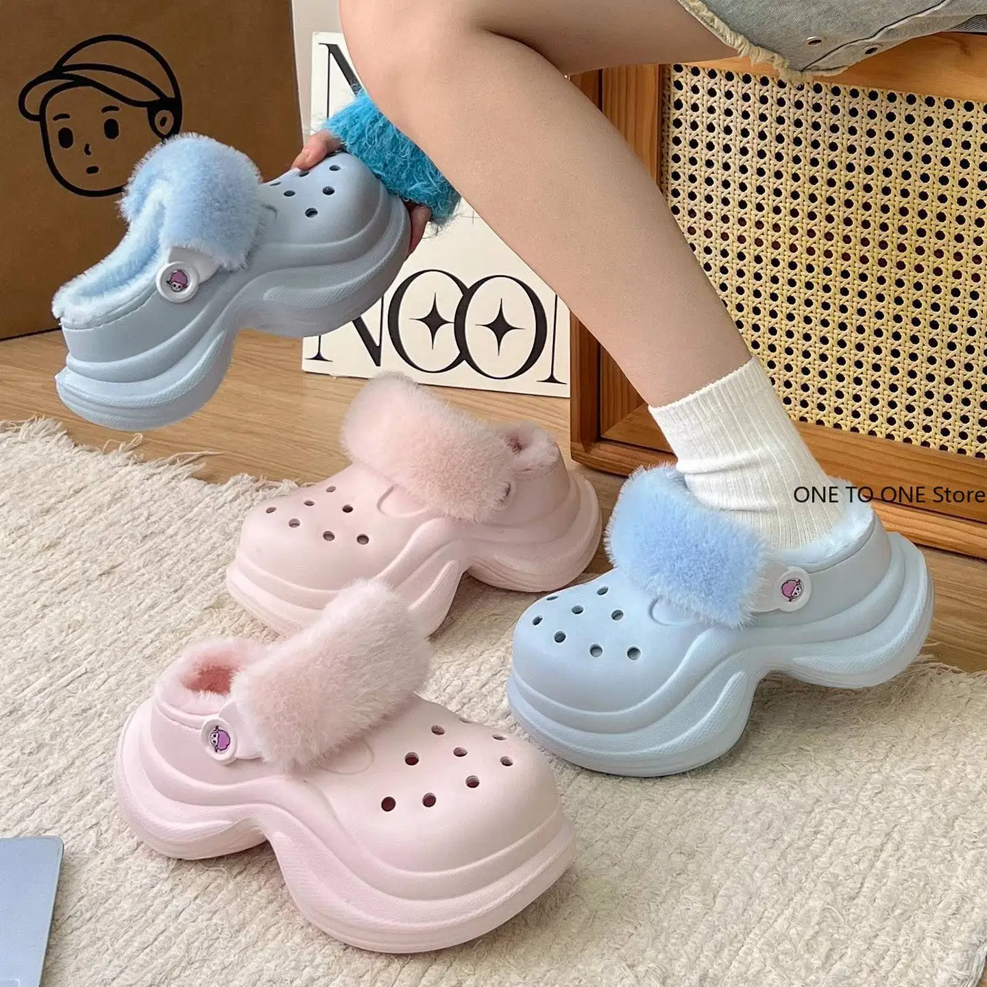 

Winter Warm Ankle Sock Shoe Charms Thicken Plush Insole for Women Slippers Men Shoes Covers Removable Plush Slippers Liner Shoes