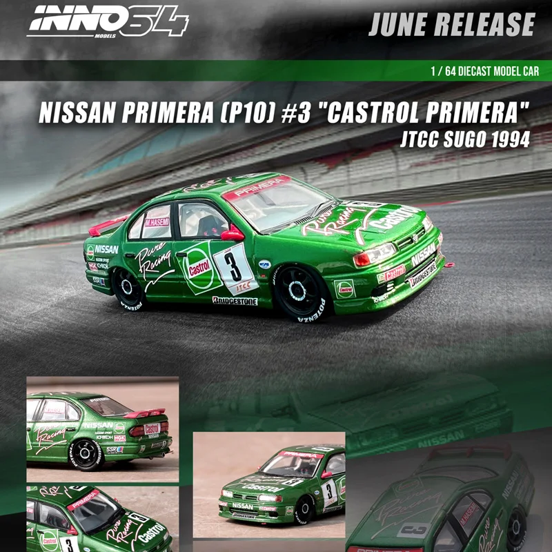 

INNO 1:64 Nissan PRIMERA P10 CASTROL JTCC 1994 alloy car model Collection gift