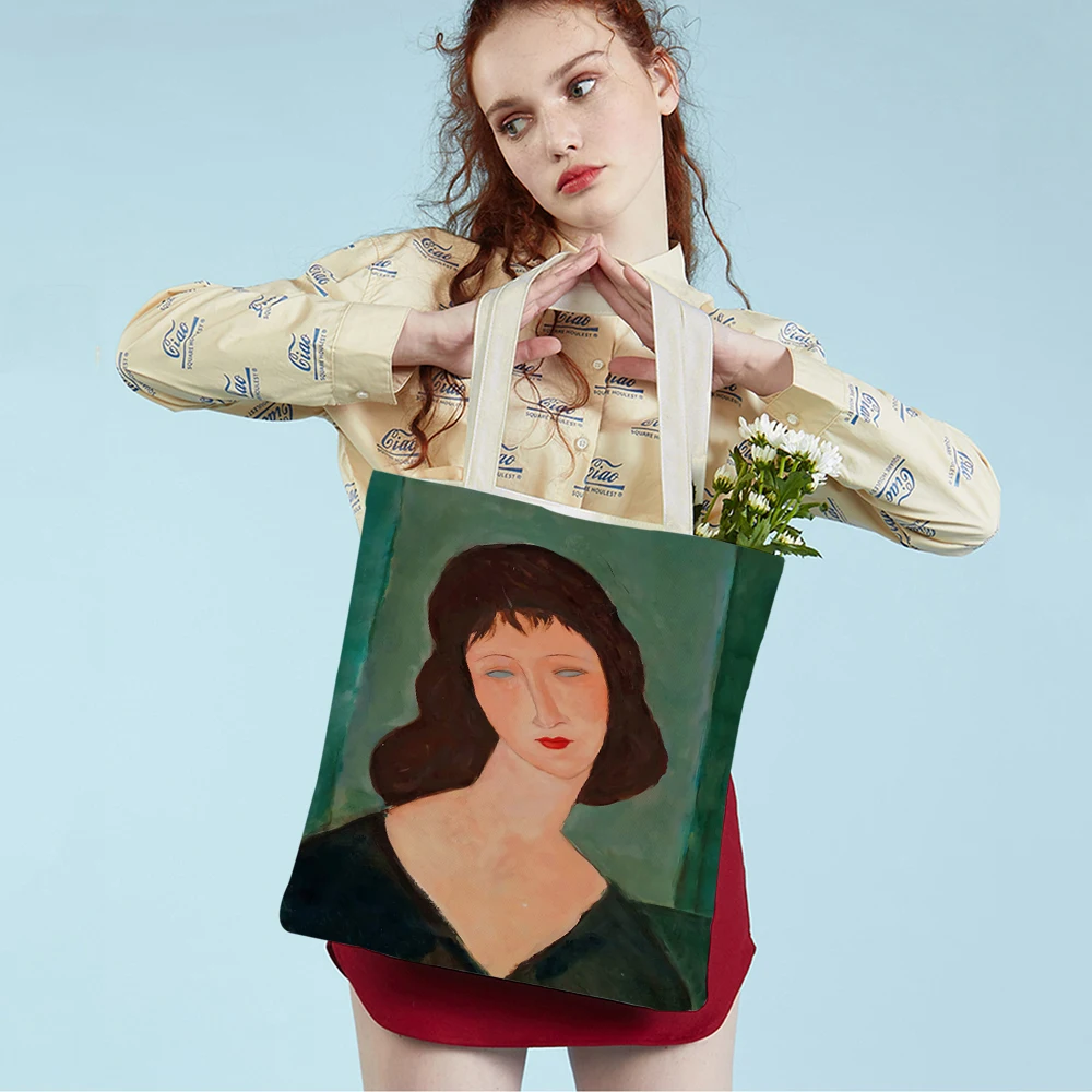 Watercolor Woman Nude Chair Door Abstract Nordic Lady Shopping Bag Supermarket Travel Tote Handbag Casual Canvas Shopper Bags