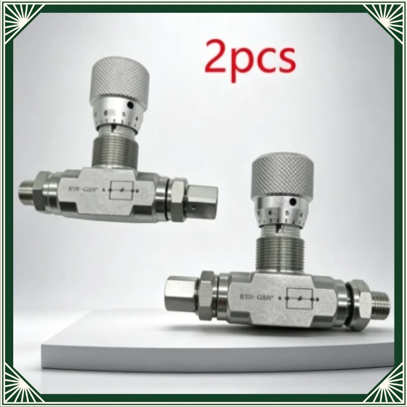 2Pcs Flow Control Bidirectional Hydraulic Restrictor Valve STB-G3/8 +L08 Connector