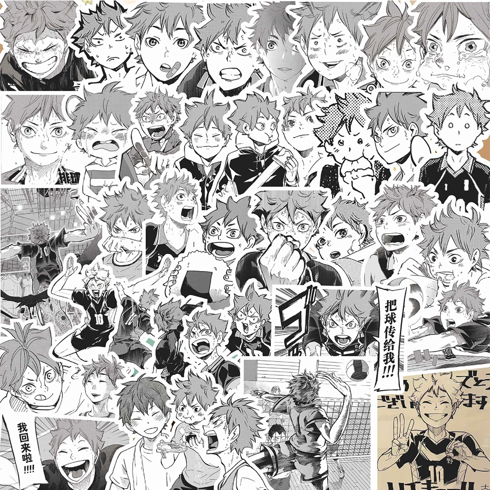 10/30/73pcs Legal Anime Haikyuu!! Hinata Shoyo Adesivos Preto Branco Manga Decalques Laptop Skate Telefone Cartoon Graffiti Adesivo