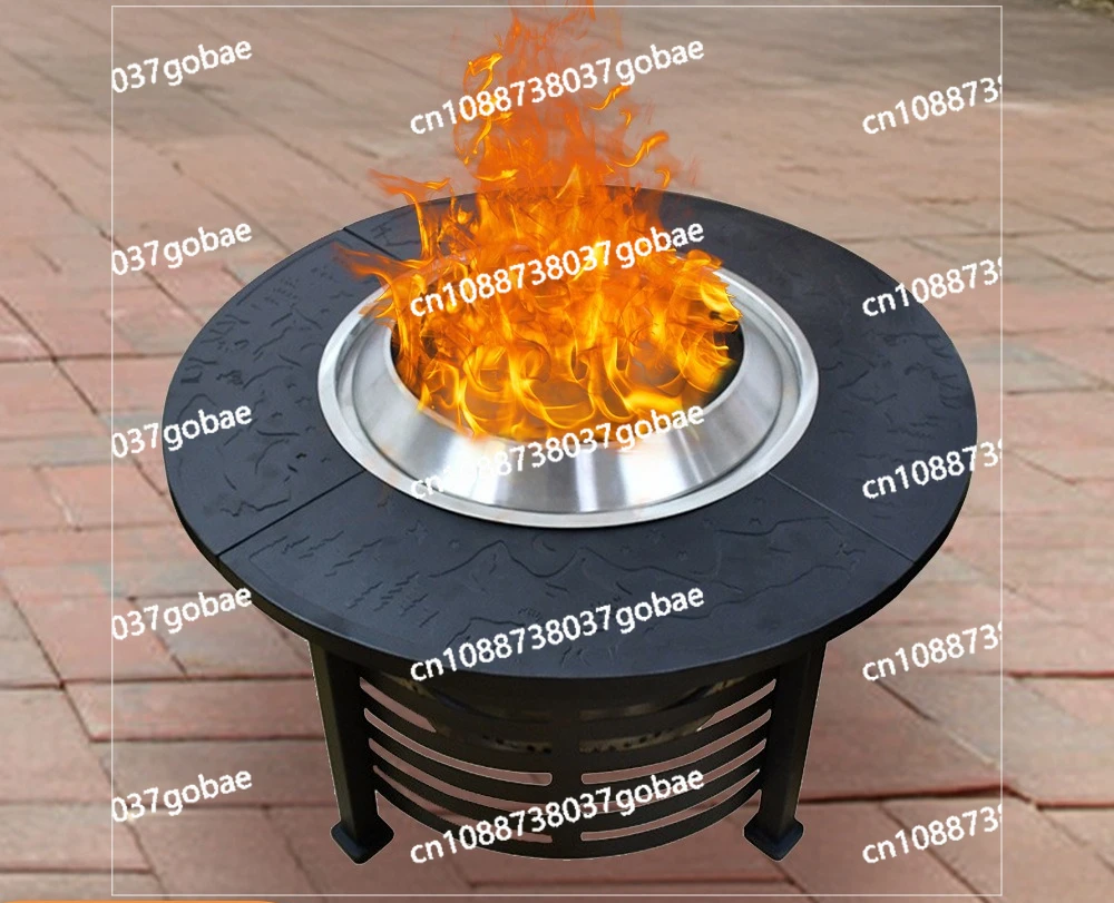 

Removable stainless steel liner Indoor smokeless heating stove Outdoor picnic barbecue grill Outdoor equipment