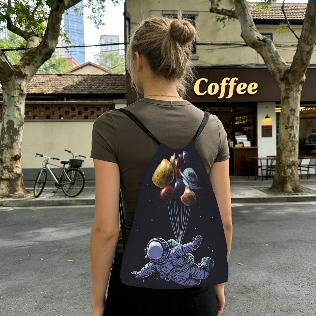 Astronaut In Space Backpacks Portable Drawstring Bags Sundries Bag Book Bags for Travel School