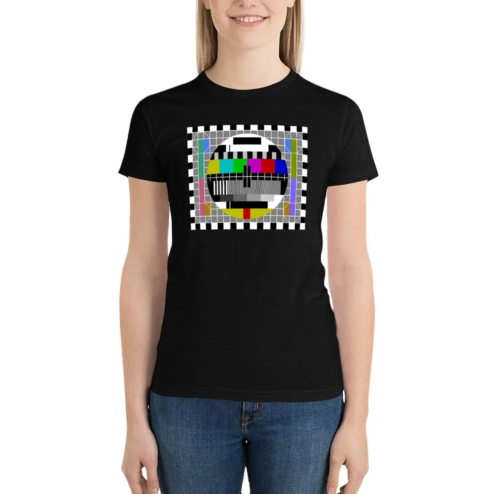 

TV Test Pattern T-Shirt kawaii clothes anime clothes t shirts for Women