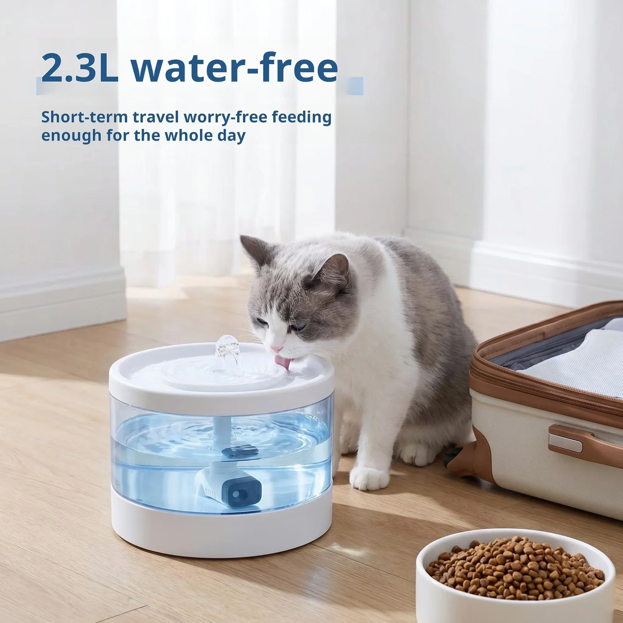 2.3L Automatic Water Fountain Pet Water Feeder Cat/Dog Drink Bowl Water Dispenser Silent With Window