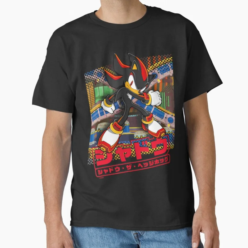 

1021 Sonic The Hedgehog Shadow Character Paint Graphic T-Shirt Y2K clothes Game Funny Movie Series Vintage Apparel All size tops