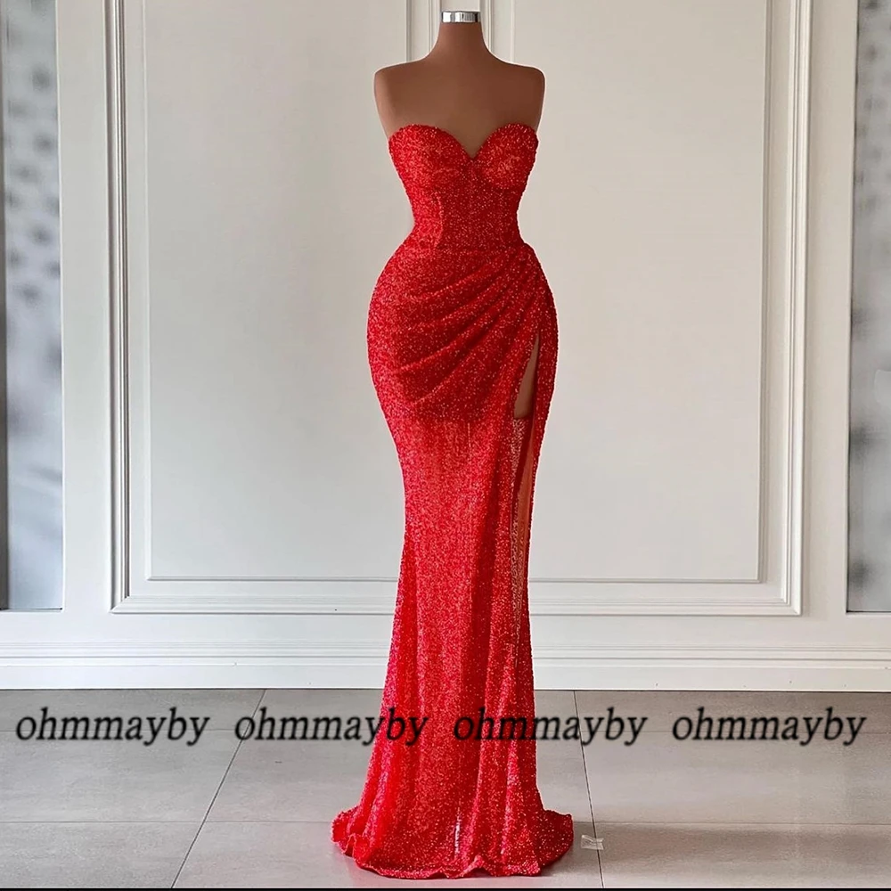 Sweetheart Red Asymmetrical Sleeveless Prom Gowns 2024 Floor Length New Pleat Evening Dresses Summer Vestidos De Fiesta Zipper