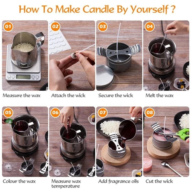 DIY Candle Making Kit - Soy Wax Candle Kit Art & Craft Gifts for Adults,Scents, Color Dyes Pouring Pot Wicks Sticker More