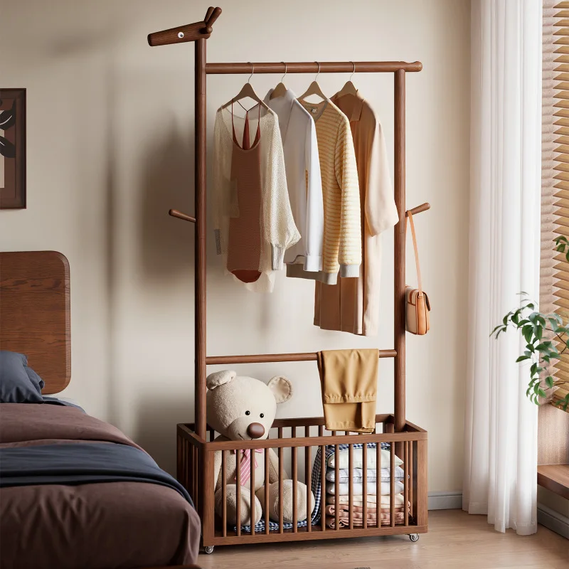 Solid wood hanger, floor-to-ceiling bedroom living room secondary net hanger