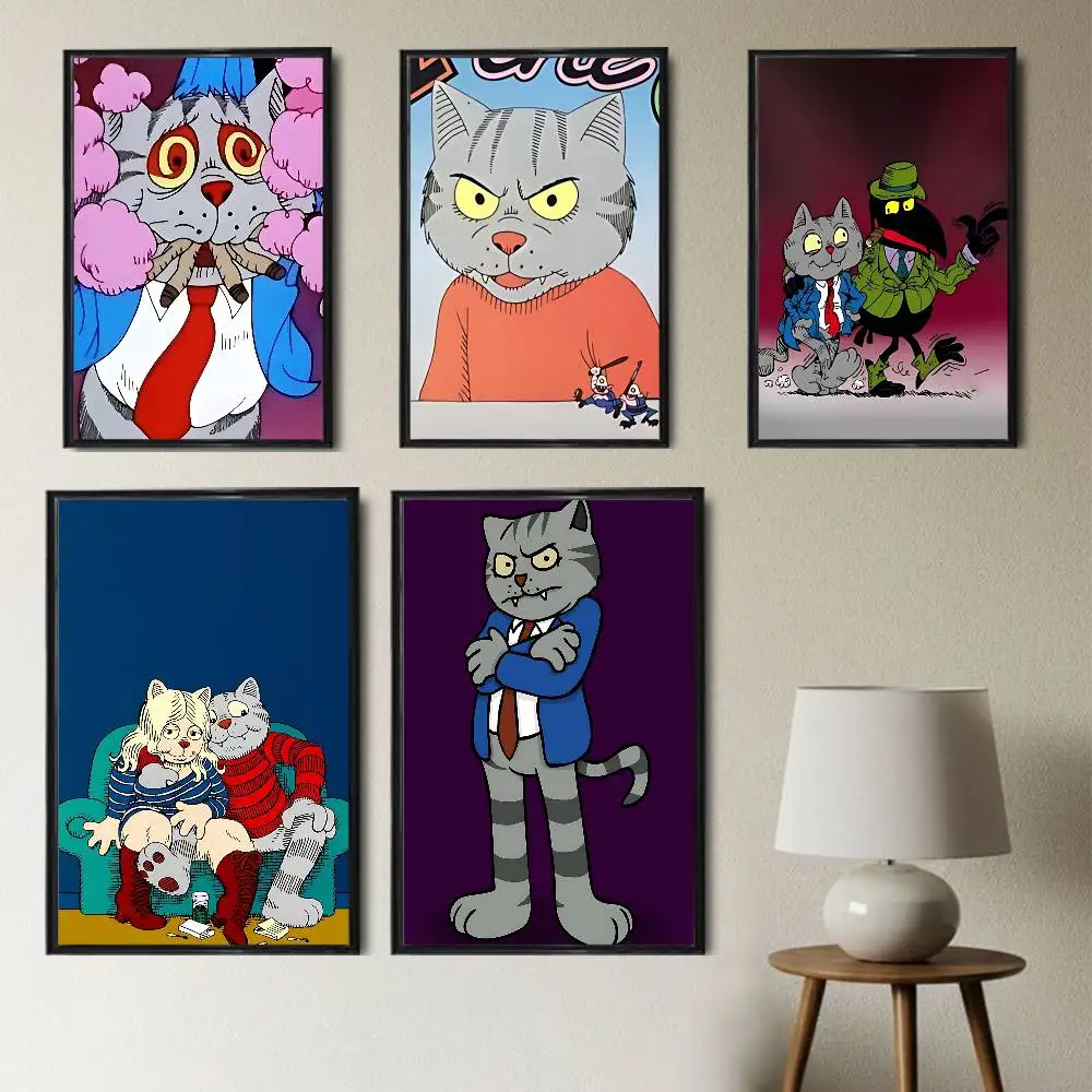 

cartoon Cat Gato Fritz Poster Prints Wall Art Picture Painting Gift Living Room Restaurant Bar Large Dec Sticker