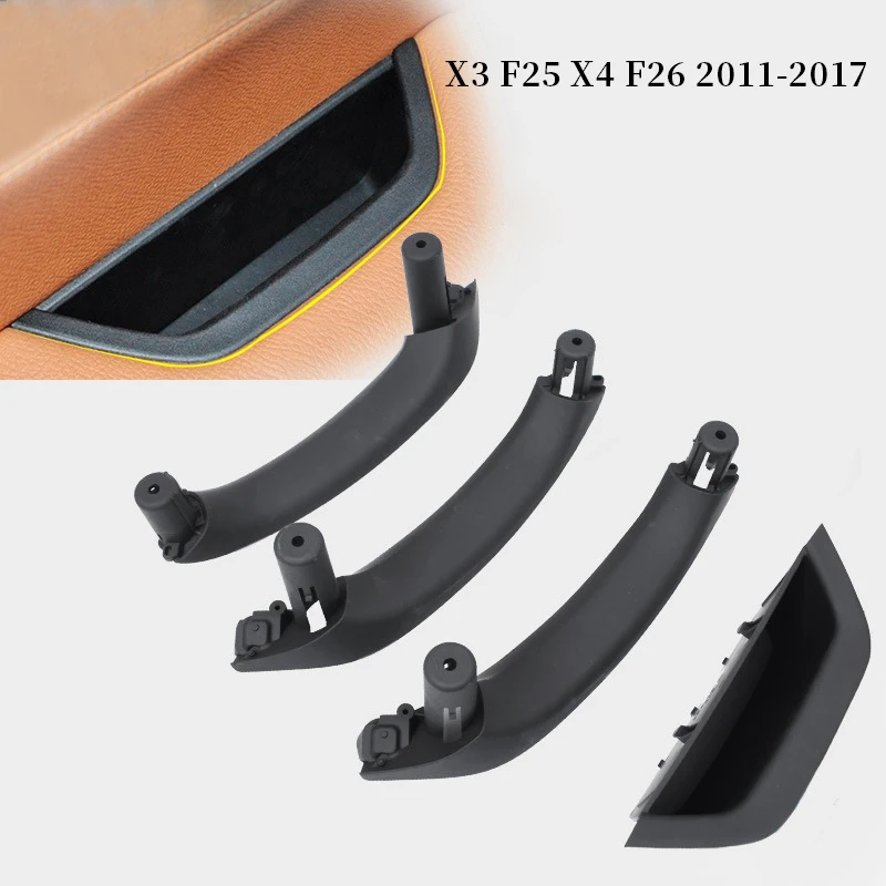 4Pcs/Set Car Interior Inner Door Handle Pull Trim Bowl for Bmw F25 F26 X3 X4 2011-2017 Black LHD